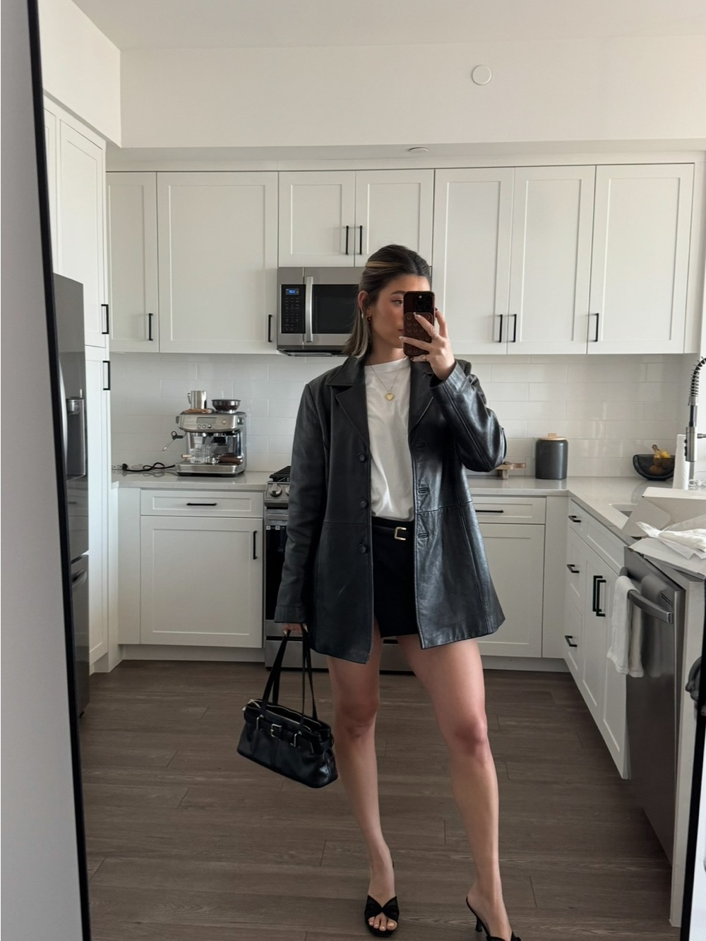 Black 100% Leather Blazer Jacket